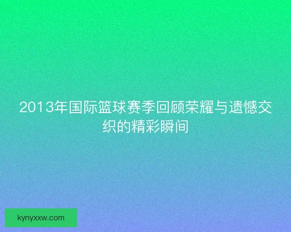 2013年国际篮球赛季回顾荣耀与遗憾交织的精彩瞬间